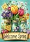 Welcome Spring Flower Diamond Art Kits for Adults, 5D Diamond Painting Kits for Adults Beginners, DIY Full Round Drill Diamond Dot Painting Gem Art Kits for Adult, Home Wall Decor 11.8x15.7 Inch